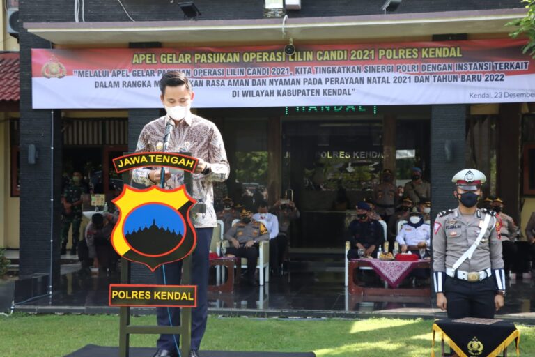Jelang Nataru Kapolres Kendal gelar apel gelar pasukan Operasi Lilin Candi 2021di Mapolres Kendal