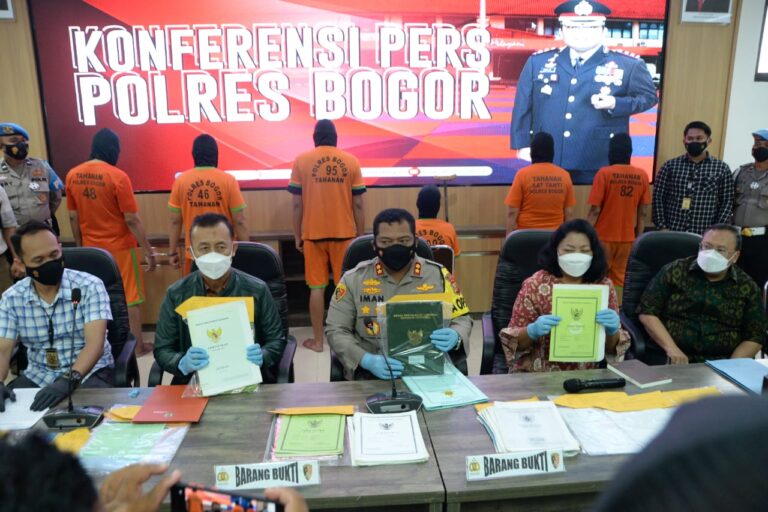 Polres Bogor Berhasil Usut Pelaku Mafia Tanah Yang Timbulkan Kerugian Hingga Milyaran Rupiah