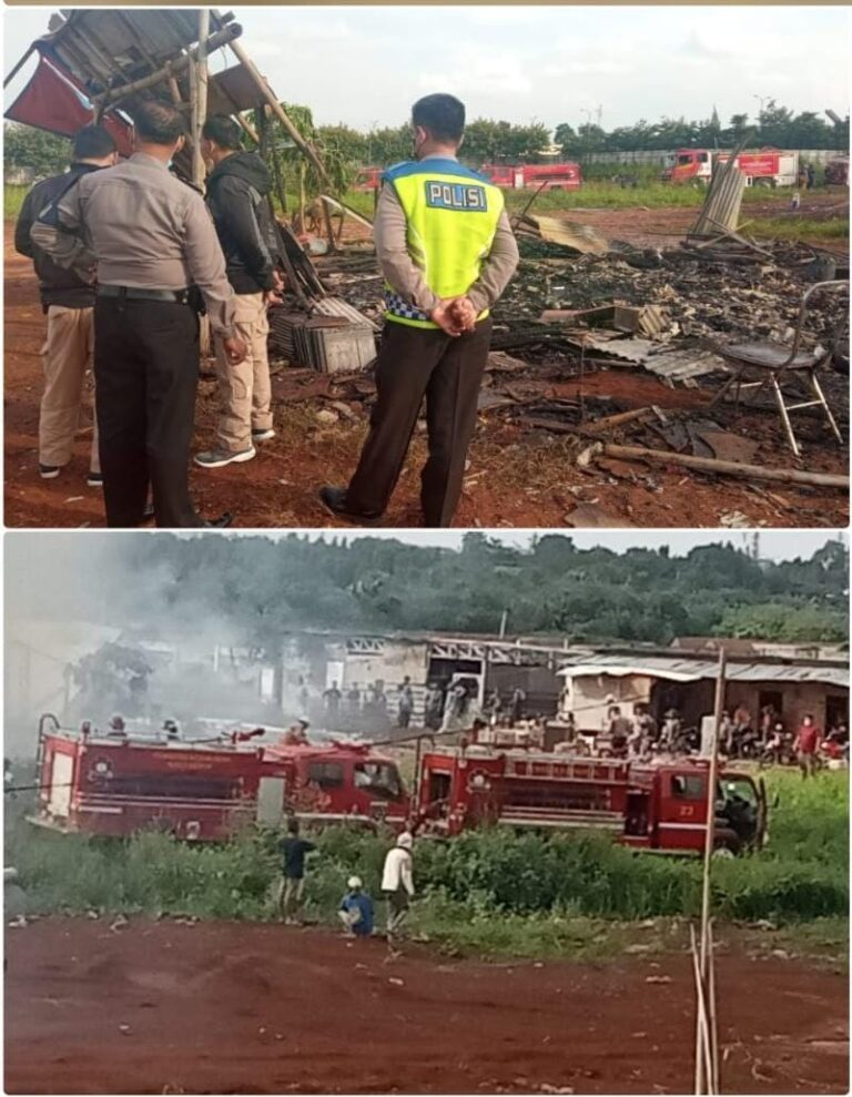 Kebakaran Kantor dan Mess PT. Pilar Mas, Polsek Gunungputri Lakukan Olah TKP
