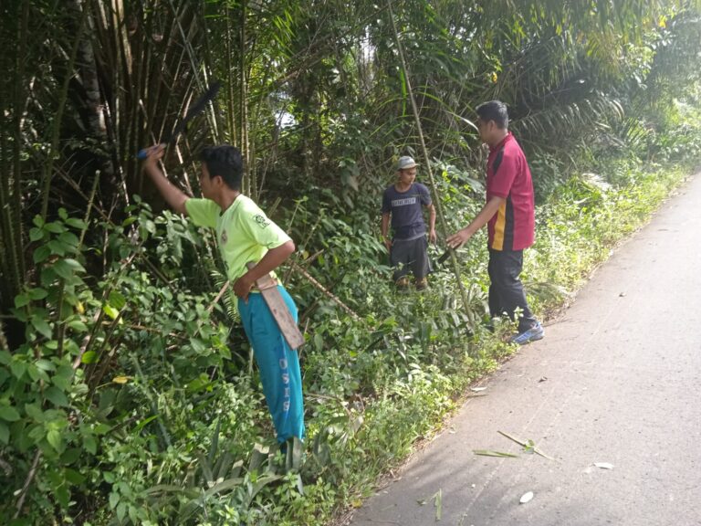 Bhabinkamtibmas Desa Paya Benua Ajak Masyarakat Gotong Royong