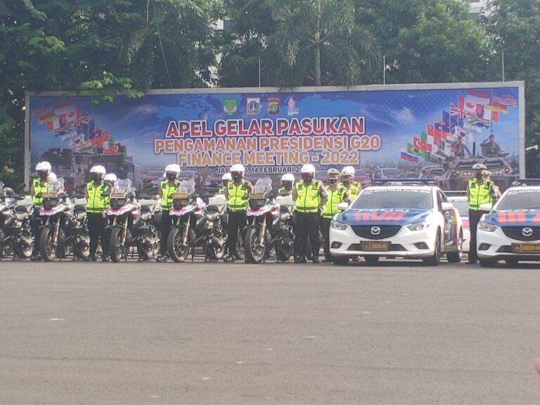 Gelar Apel PAM Presidensi G20 Finance Meeting 2022 di Lapangan Presisi Ditlantas Polda Metro Jaya