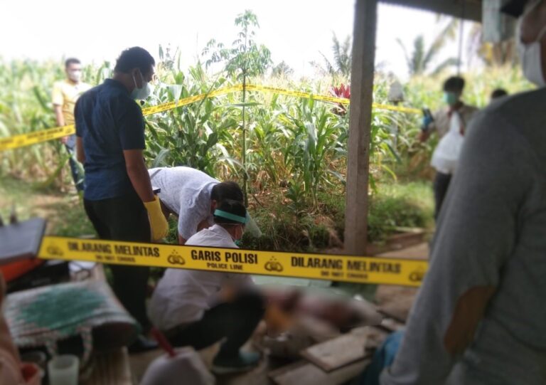 Polsek Banjit Datangi TKP Penemuan Seorang Mayat Pria di Kebun Jagung