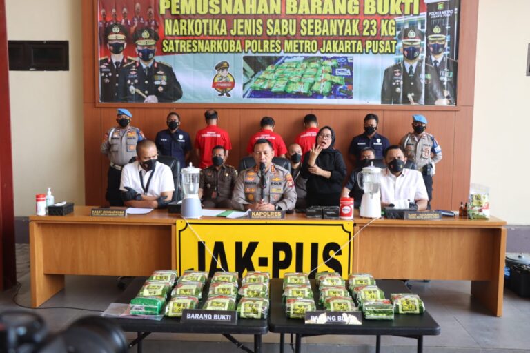 Sebanyak 23 Kg Barbuk Sabu dimusnahkan Polres Metro Jakpus