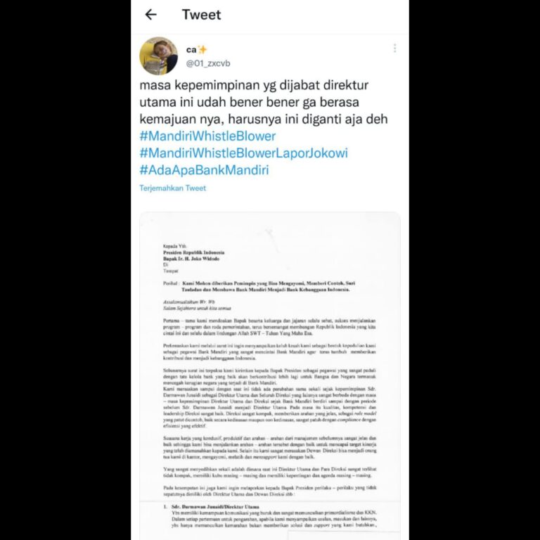 Trending, #AdaApaBankMandiri Suarakan Keluhan Pegawai Terhadap Dirut Bank Mandiri