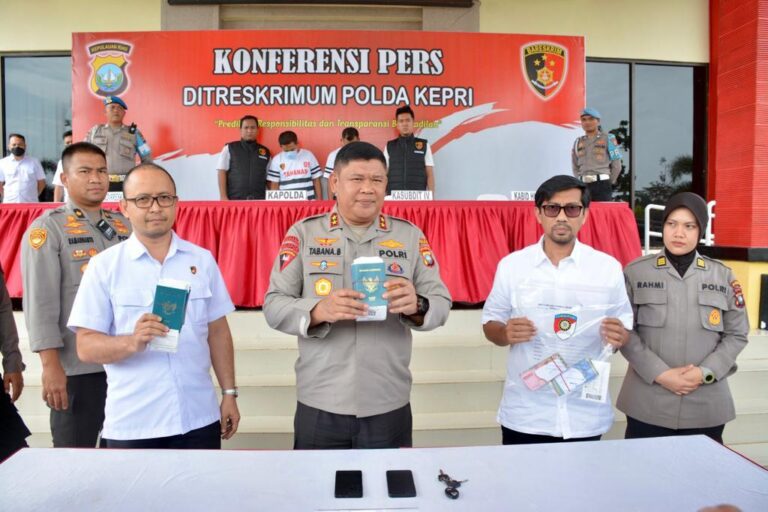 Ditreskrimum Polda kepri Berhasil Amankan Dua Orang Tersangka dan Selamatkan Sepuluh korban Tindak Pidana PMI Illegal