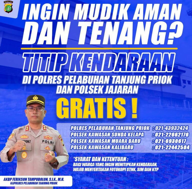 Polres Pelabuhan Tanjung Priok melayani Penitipan Kendaraan Gratis Bagi warga yang mudik