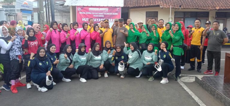 Meriahkan HUT Bhayangkara Yang Ke-77, Polsek Cikijing Gelar Senam Sehat Bersama.