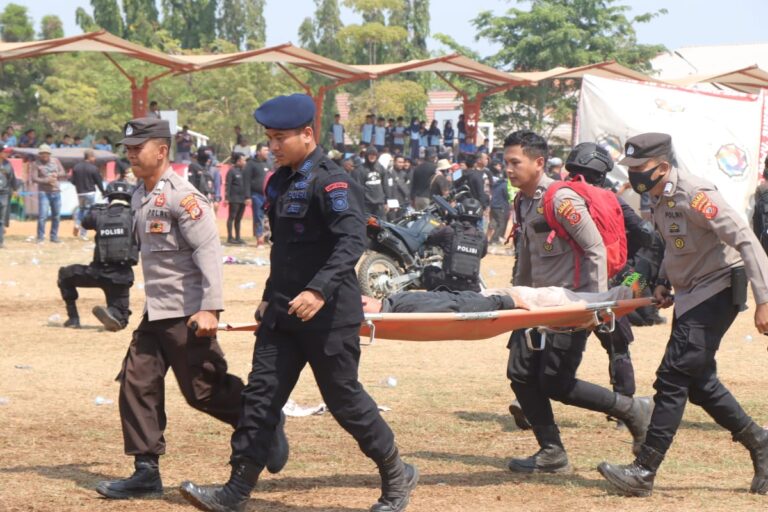 Kesiapan Menjelang Operasi Mantap Brata Lodaya 2023, Polres Indramayu Gelar Simulasi Sispamkota