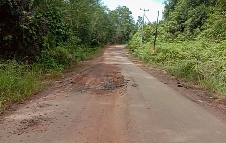 Warga Keluh Jalan Raya Singkep Barat Rusak Yang  Belum Lama diperbaiki.
