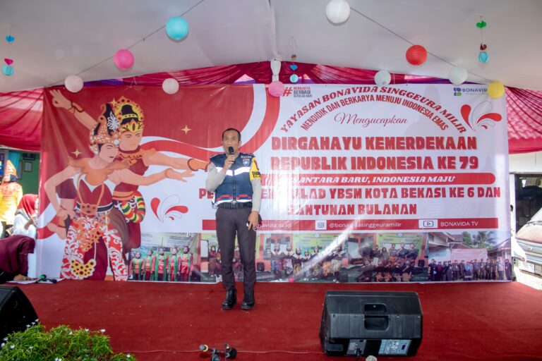 Motivasi dari Bhabinkamtibmas Jatiwarna pada Peringatan Milad ke-6 Yayasan Bonavida Singgeura Milir Kota Bekasi