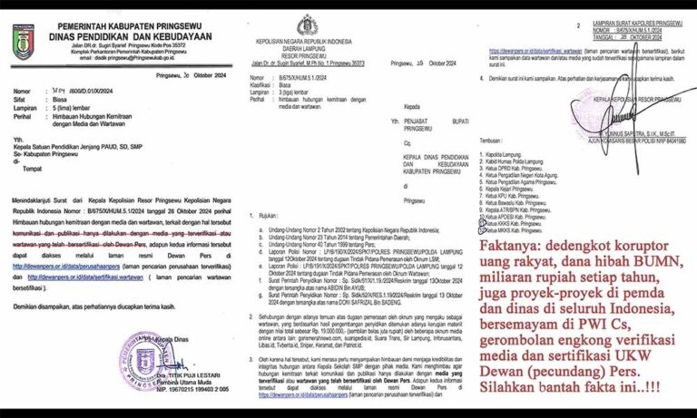 Kapolres Pringsewu Larang Sekolah Bermitra dengan Wartawan Non-UKW, Ini Tanggapan Wilson Lalengke
