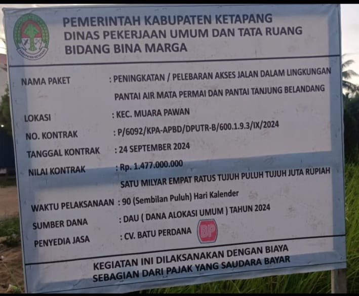 Fisik Peningkatan /Pelebaran Akses Jalan Dalam Lingkungan Pantai Air Mata Permai Nihil