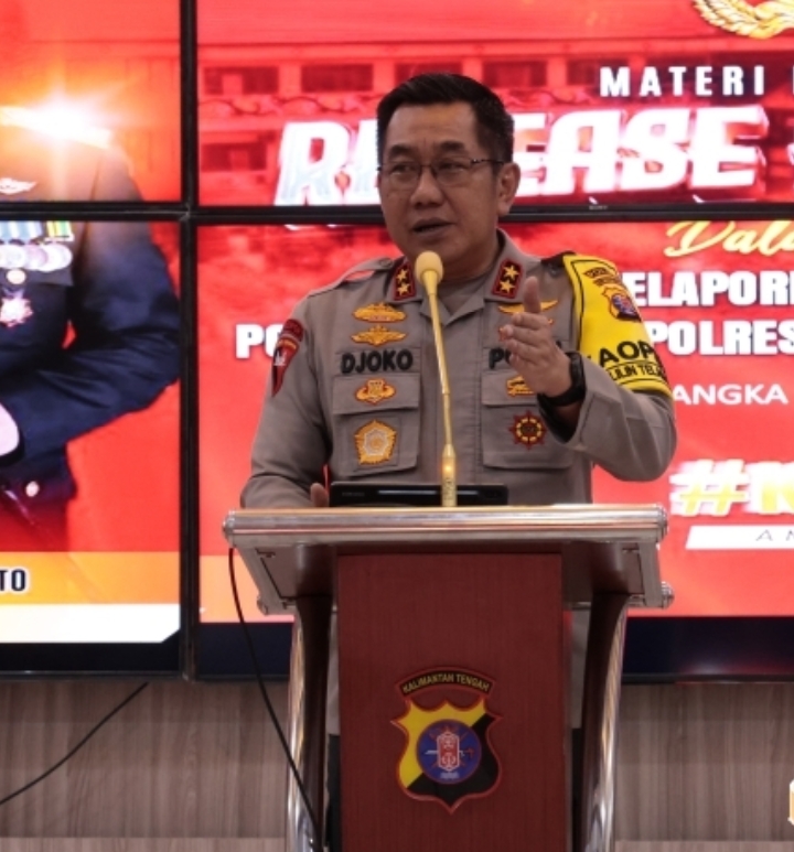 Polda Kalteng Pimpin Langsung Press Release Tahunan di Aula Arya Dhama.