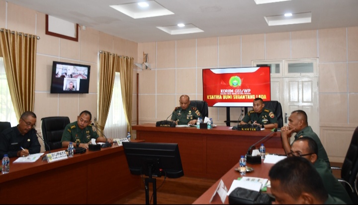 Dipimpin Waaster KASAD, Kasdim 0315/TPI Hadiri Rakornis Program TMMD Ke 124 di Makorem 033/WP