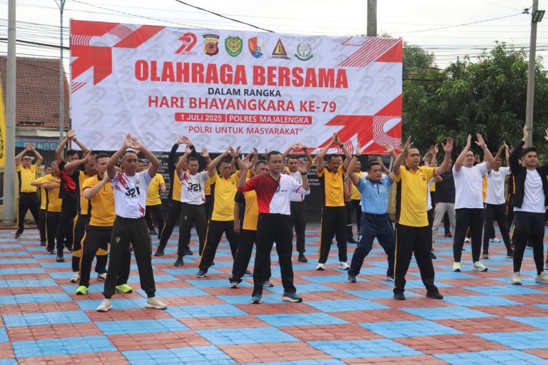 Semarak Hari Bhayangkara ke-79, Polres Majalengka Gelar Olahraga Bersama