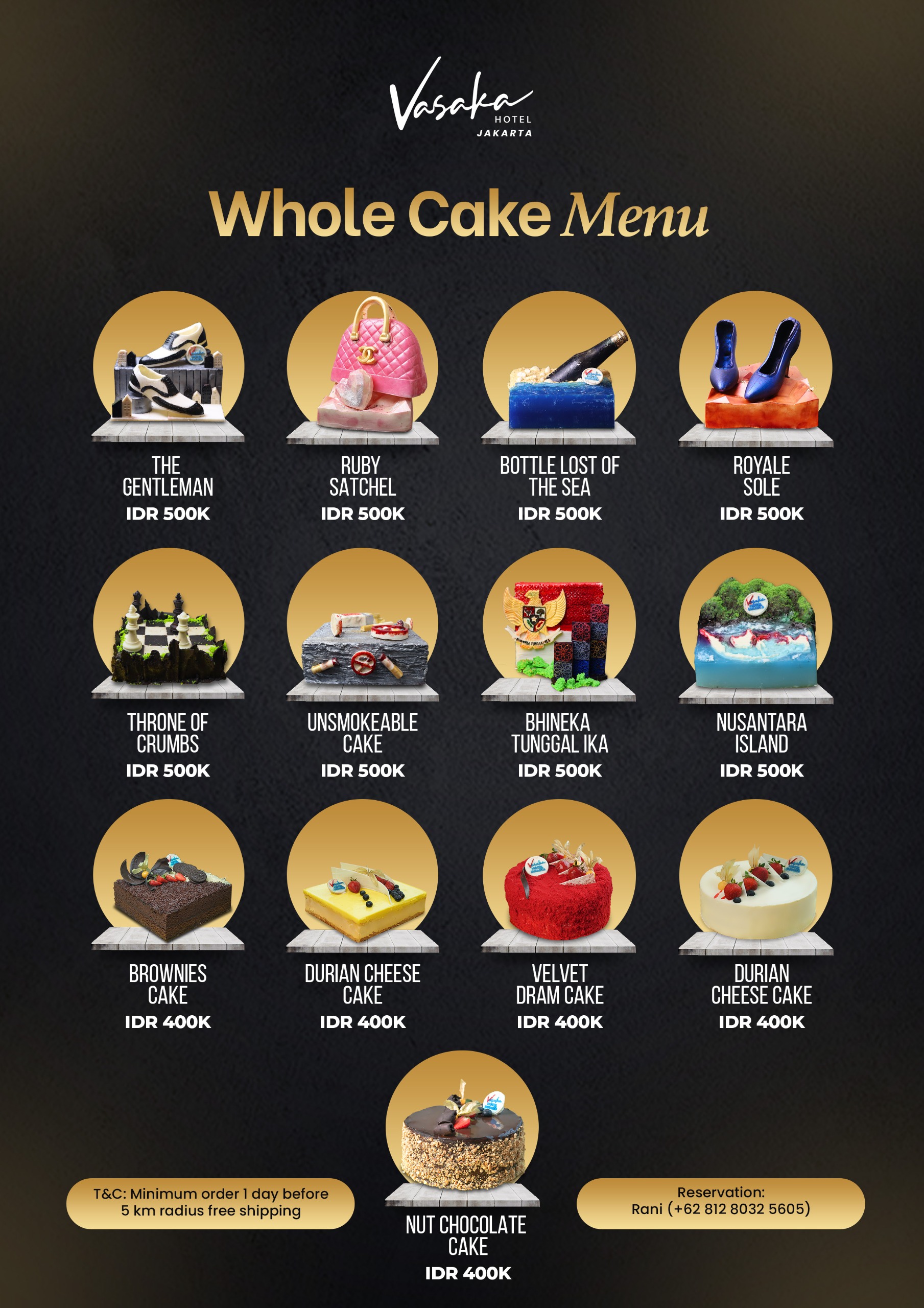 Menu Cake Shop Vasaka Hotel Jakarta
